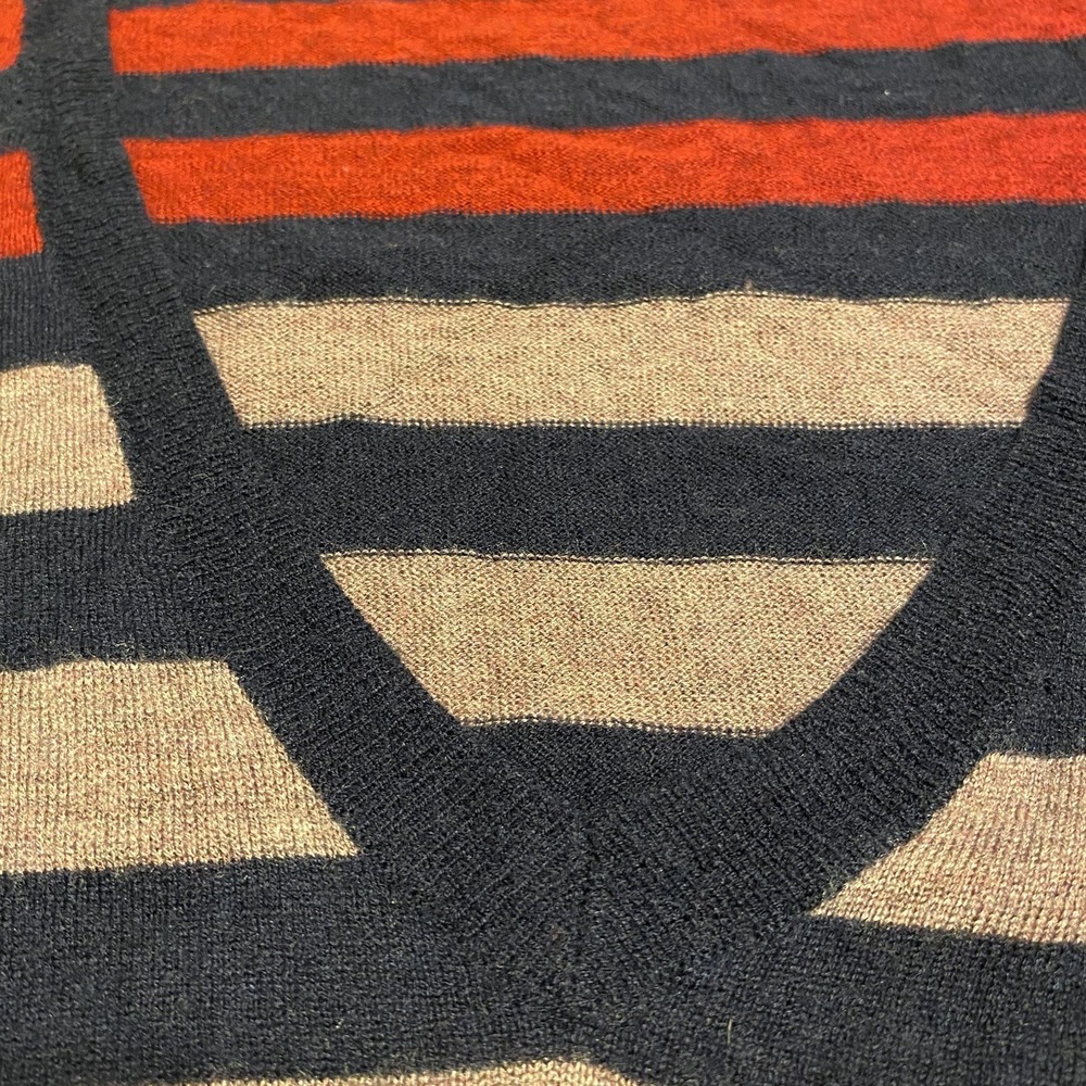 Limited Wool Blend V-Neck Striped Casual Sweater L Preppy Y2K Career Ski Snow - Picture 4 of 13